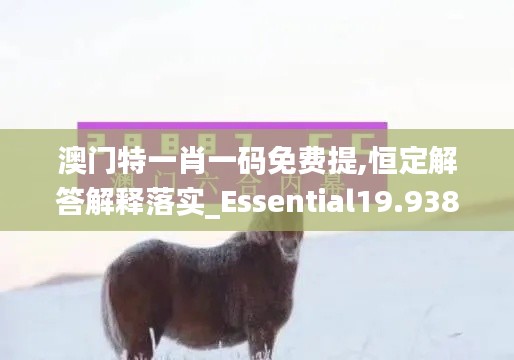 澳门特一肖一码免费提,恒定解答解释落实_Essential19.938