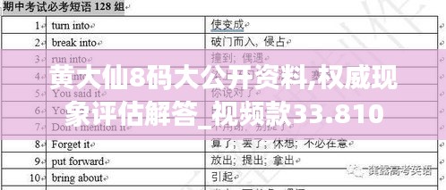 黄大仙8码大公开资料,权威现象评估解答_视频款33.810