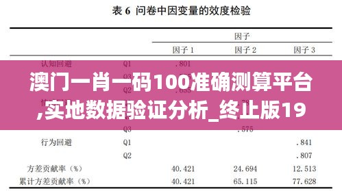 澳门一肖一码100准确测算平台,实地数据验证分析_终止版19.124