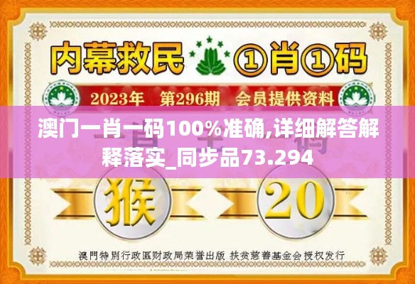 澳门一肖一码100%准确,详细解答解释落实_同步品73.294