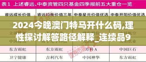 2024今晚澳门特马开什么码,理性探讨解答路径解释_连续品92.119