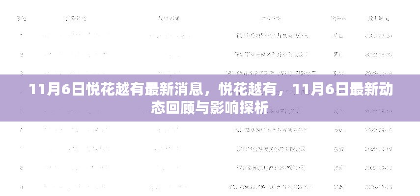 悦花越有最新动态回顾与探析，11月6日消息一览