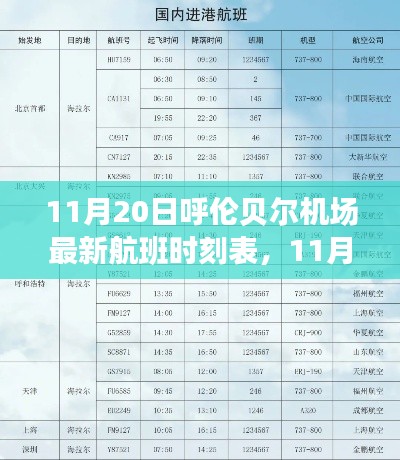 11月20日呼伦贝尔机场最新航班时刻表大全，一览掌握航班动态